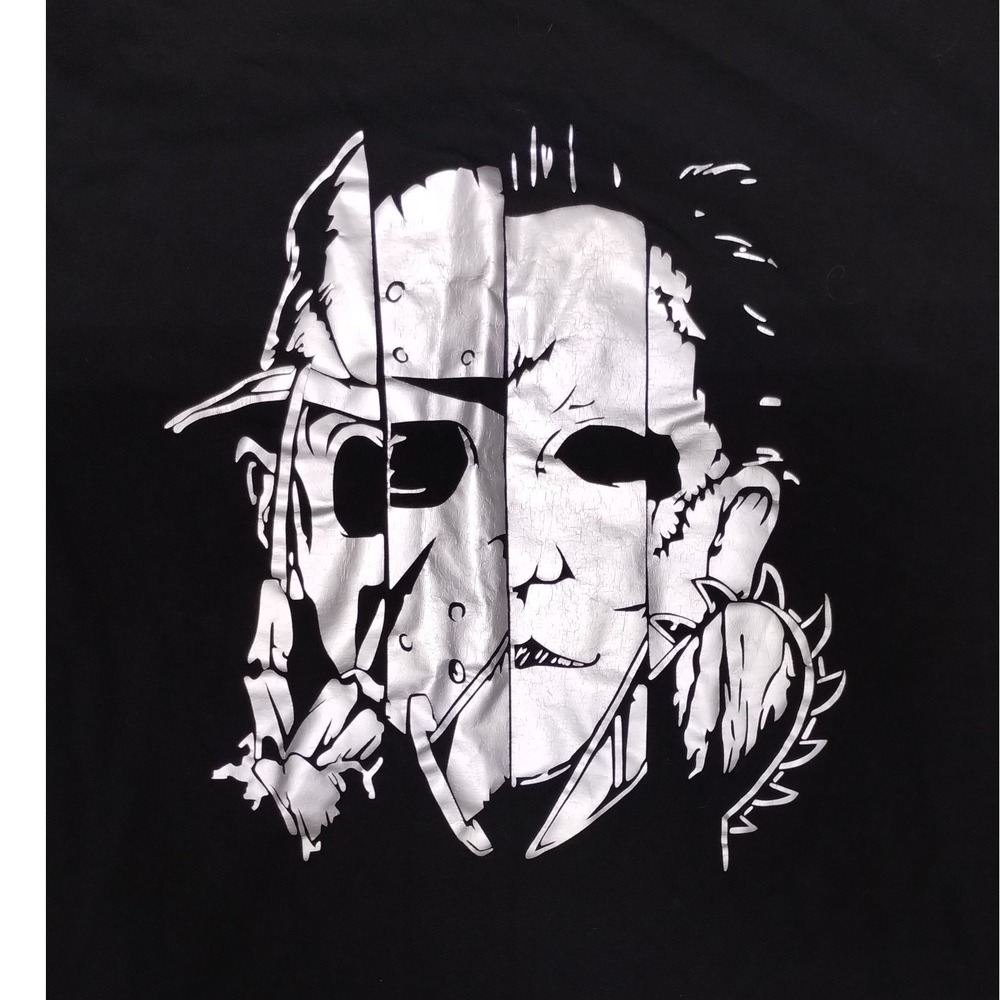 Jockey XL‎ Black Horror Movie Mask Graphic T-Shirt Halloween Slasher Tee